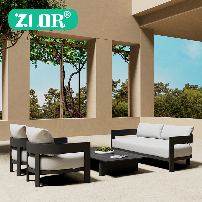 Outdoor Furniture Durable - Modern Aluminum Outdoor Sofa Set L-Shaped