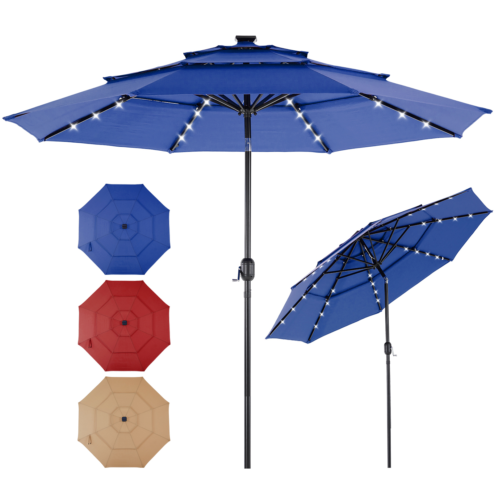 Outdoor Furniture With Umbrella - JHK 10FT 3-Tier Patio Outdoor Umbrella