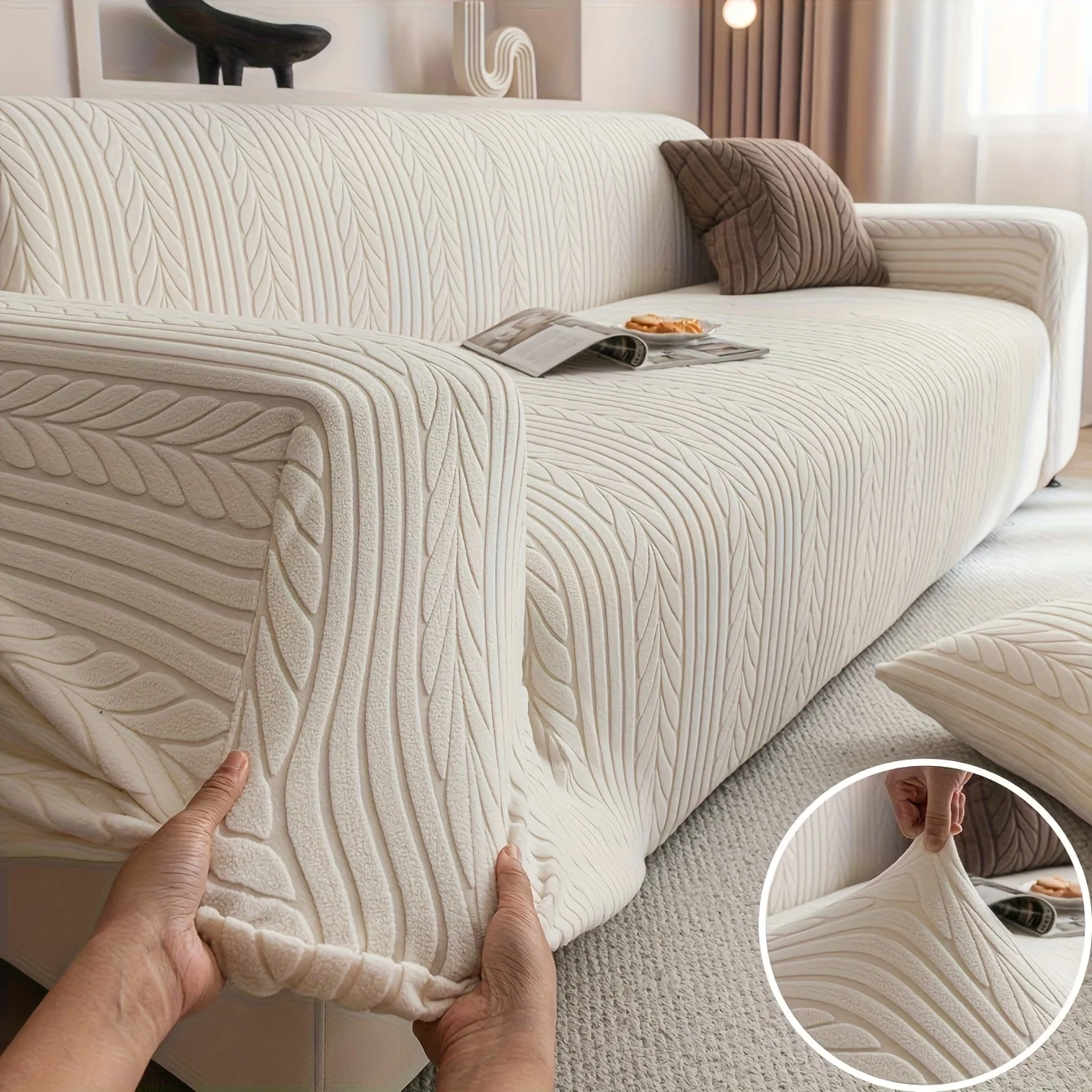 Outdoor Furniture Durable - us1 Striped Sofa Cover, Washable, Stretchy,