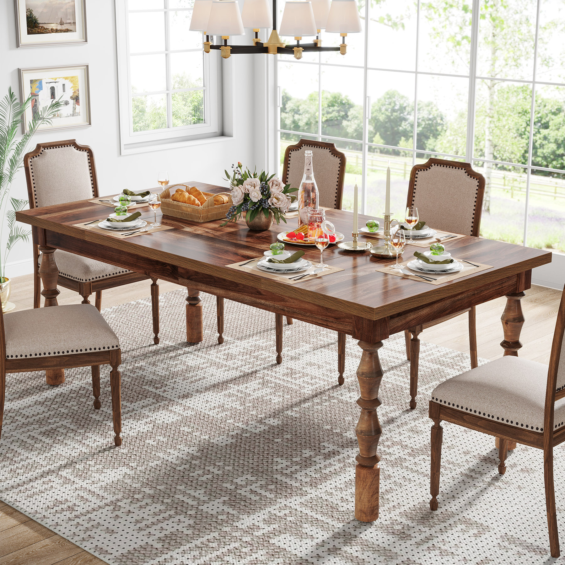 Outdoor Furniture Big W - Tribesigns 62” Wood Patio Table for