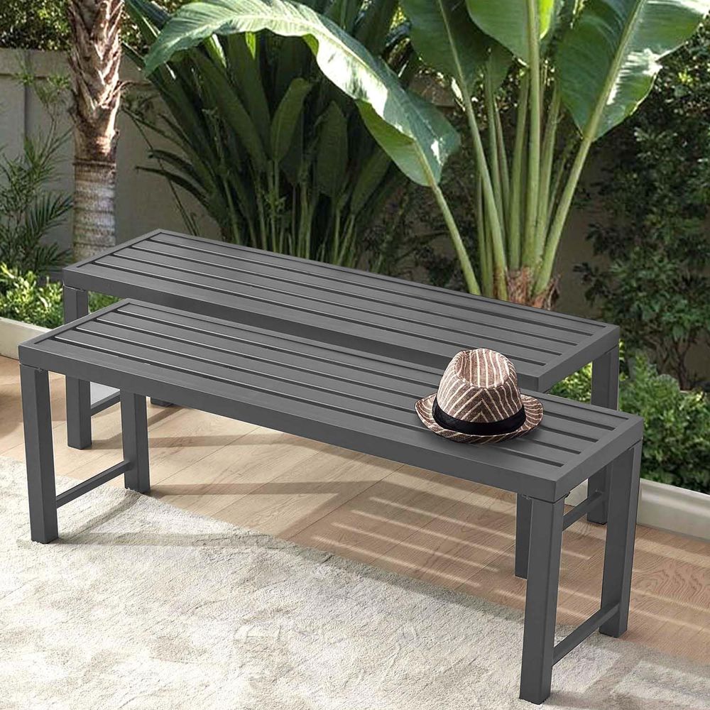 Outdoor Furniture Durable - Durable Metal Outdoor Bench Set of
