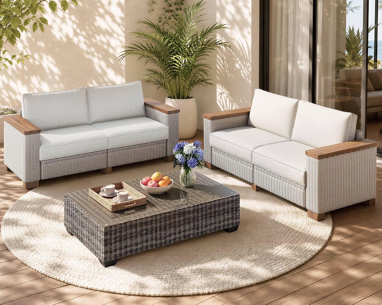 Outdoor Furniture Legs - 4-Piece Wicker Patio Furniture Set with