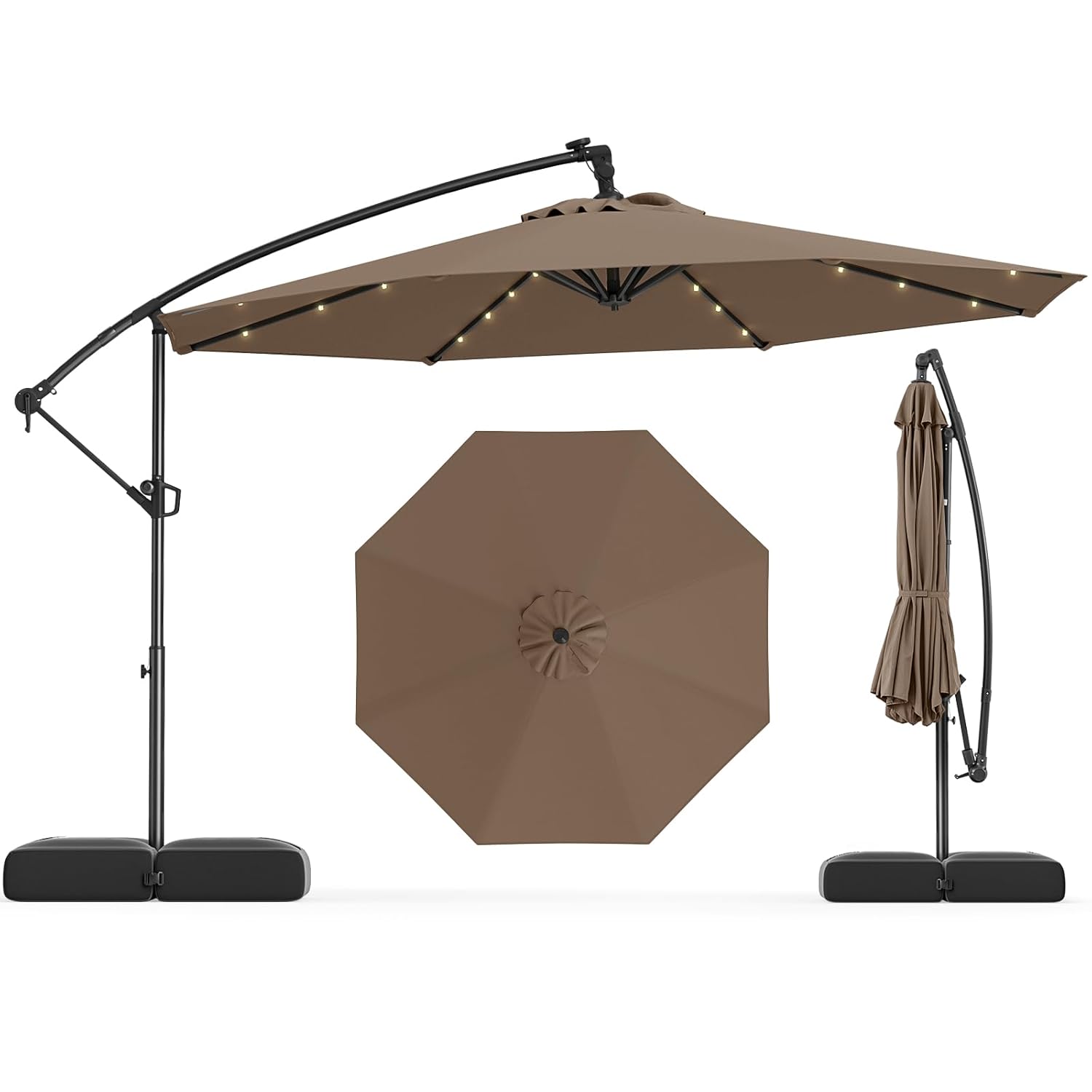 Outdoor Furniture With Umbrella - 10ft Solar LED Patio Umbrella with