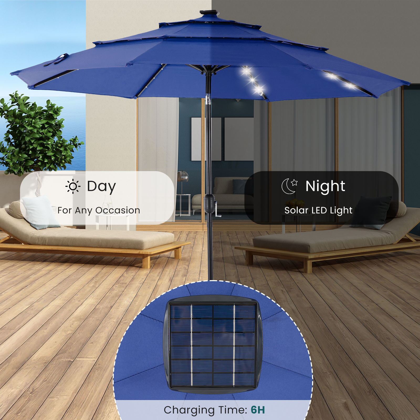 JHK 10FT 3-Tier Patio Outdoor  - Outdoor Furniture With Umbrella 리뷰 및 가격