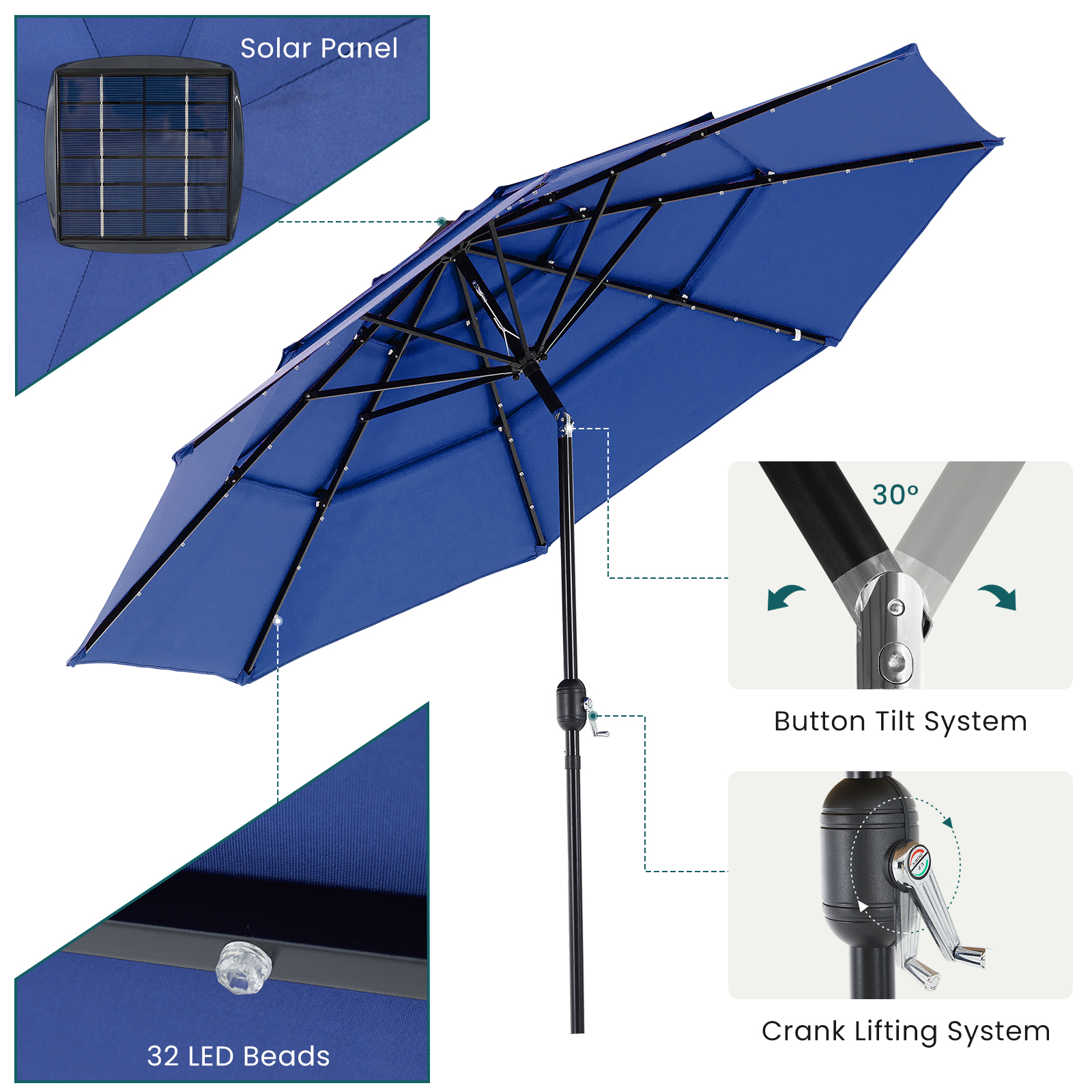 JHK 10FT 3-Tier Patio Outdoor  - Outdoor Furniture With Umbrella 리뷰 및 가격