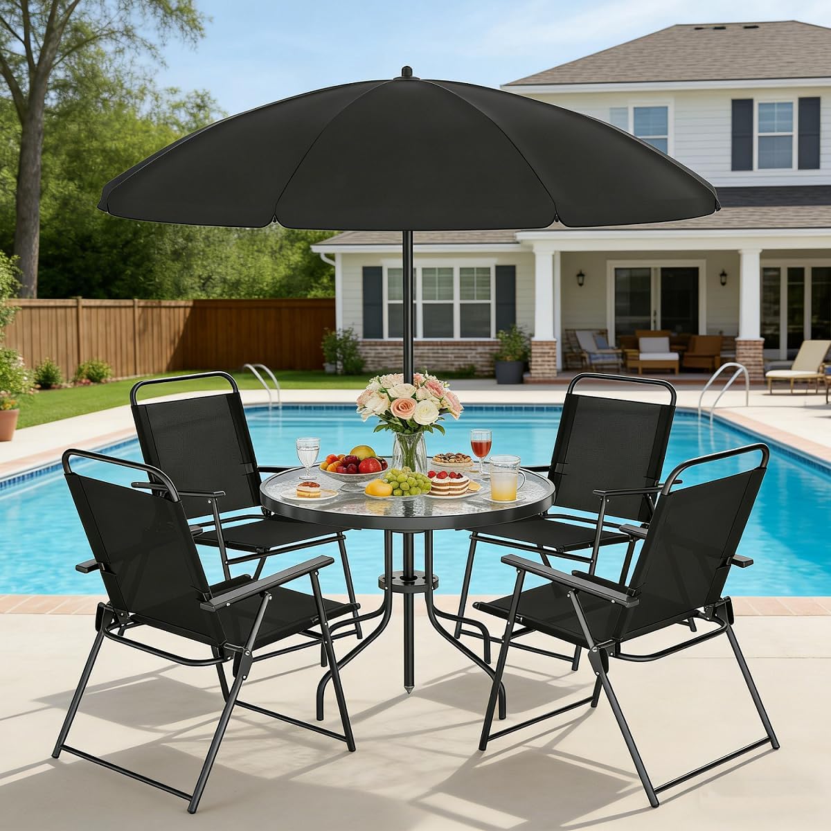 6-Piece Outdoor Patio Dining S - Outdoor Furniture With Umbrella 리뷰 및 가격