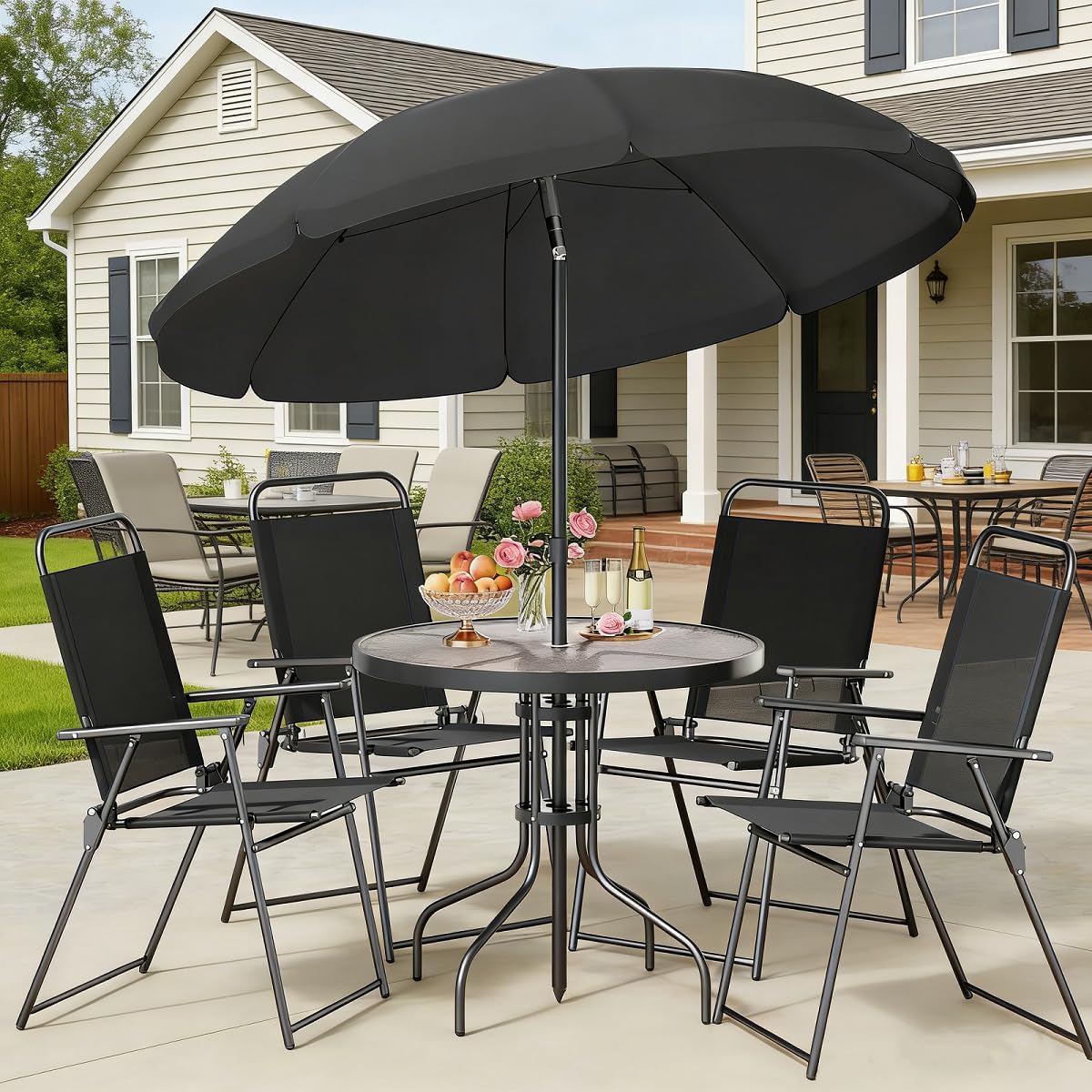6-Piece Outdoor Patio Dining S - Outdoor Furniture With Umbrella 리뷰 및 가격
