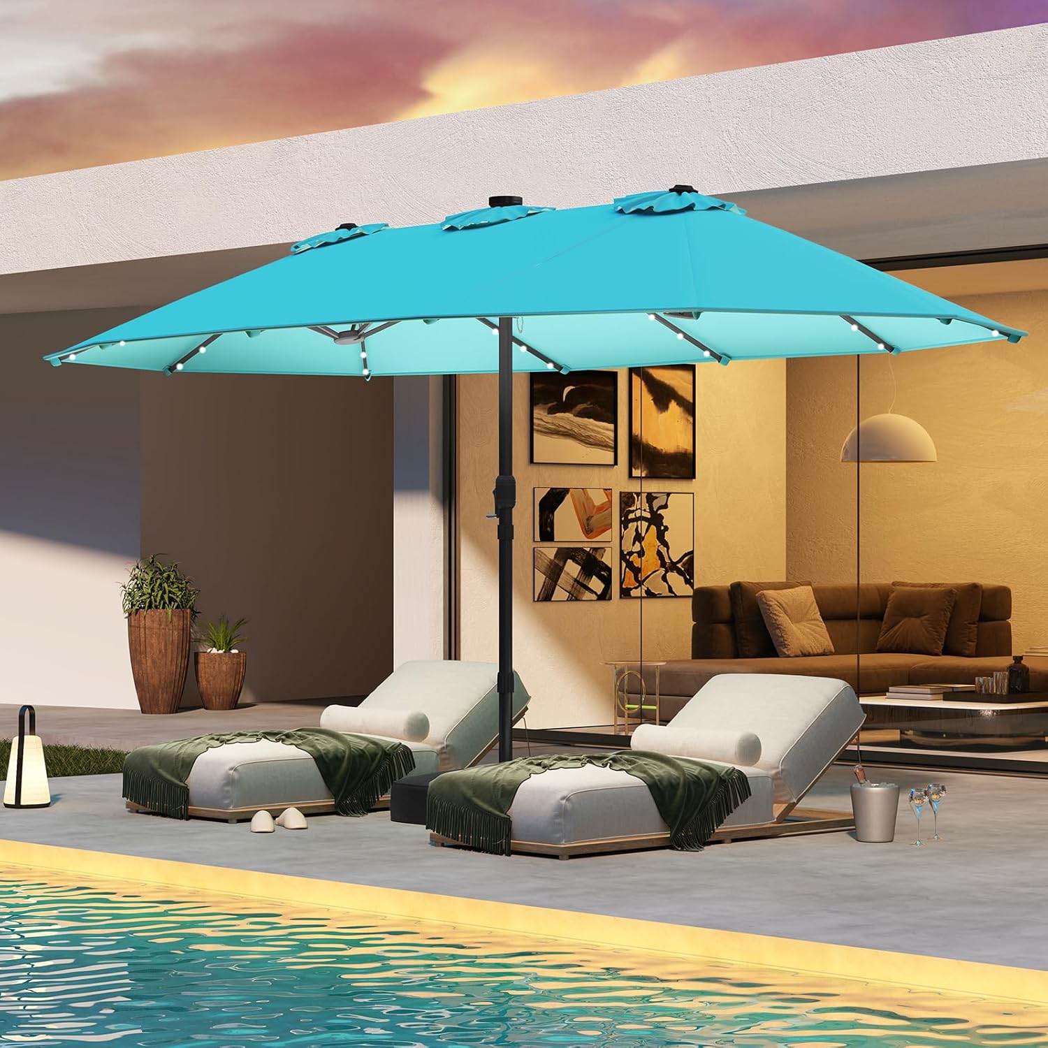 15FT Double-Sided Solar Patio  - Outdoor Furniture With Umbrella 리뷰 및 가격