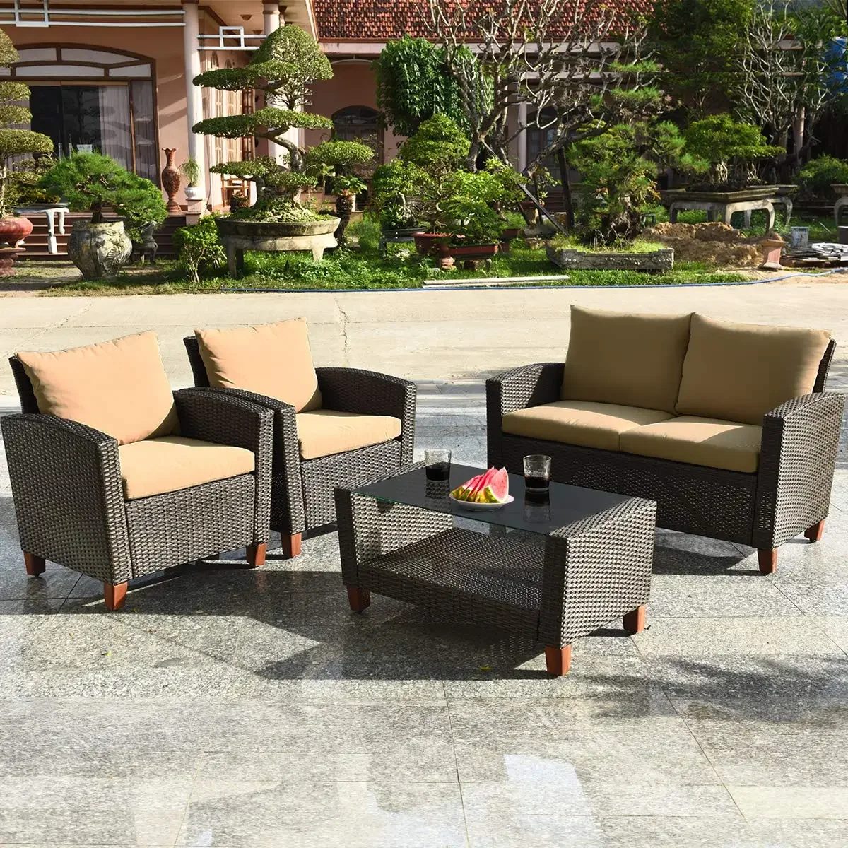 4PCS Rattan Patio Furniture Se - Outdoor Furniture Legs 리뷰 및 가격