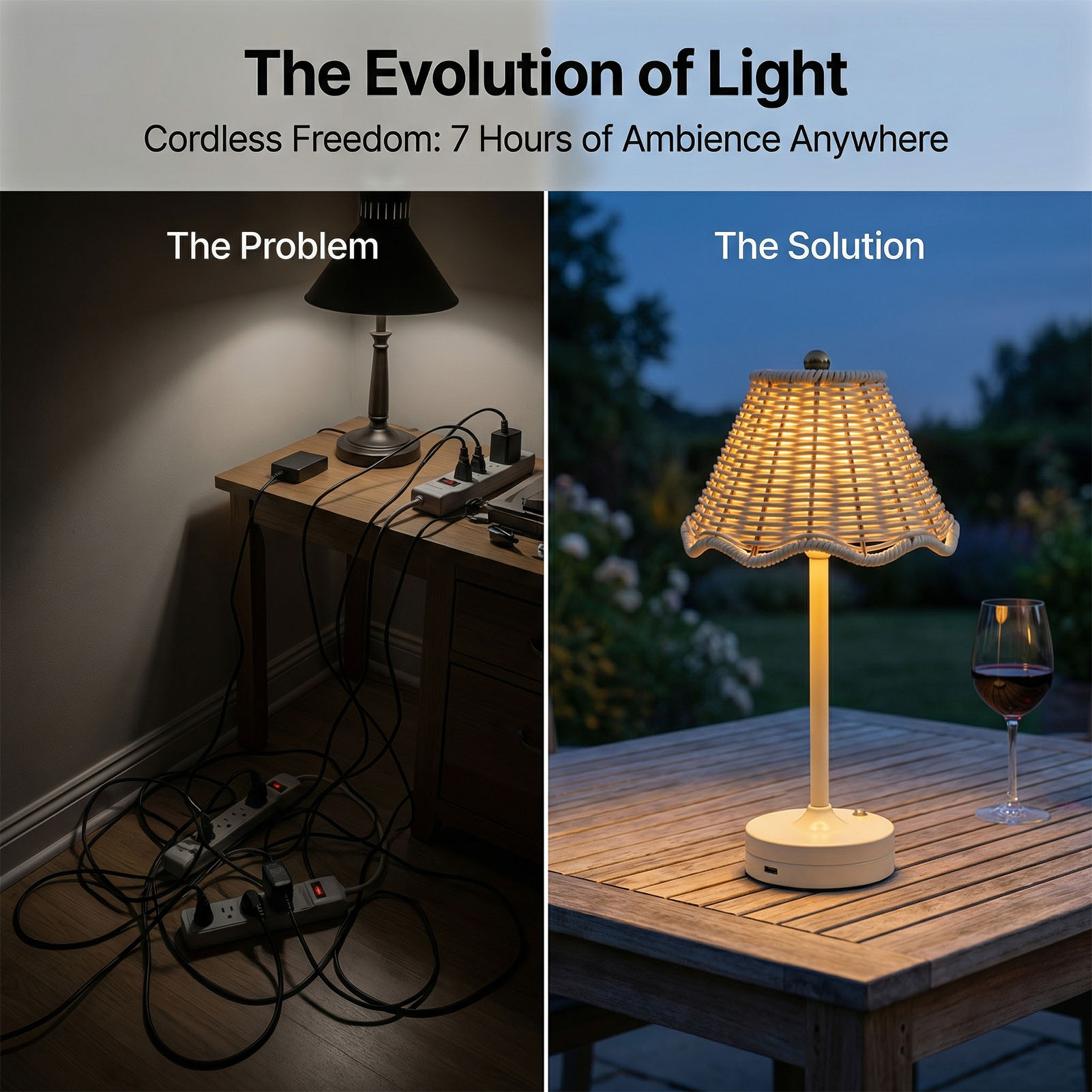 LED Vintage Rattan Table Lamp  - Outdoor Furniture Sale 리뷰 및 가격