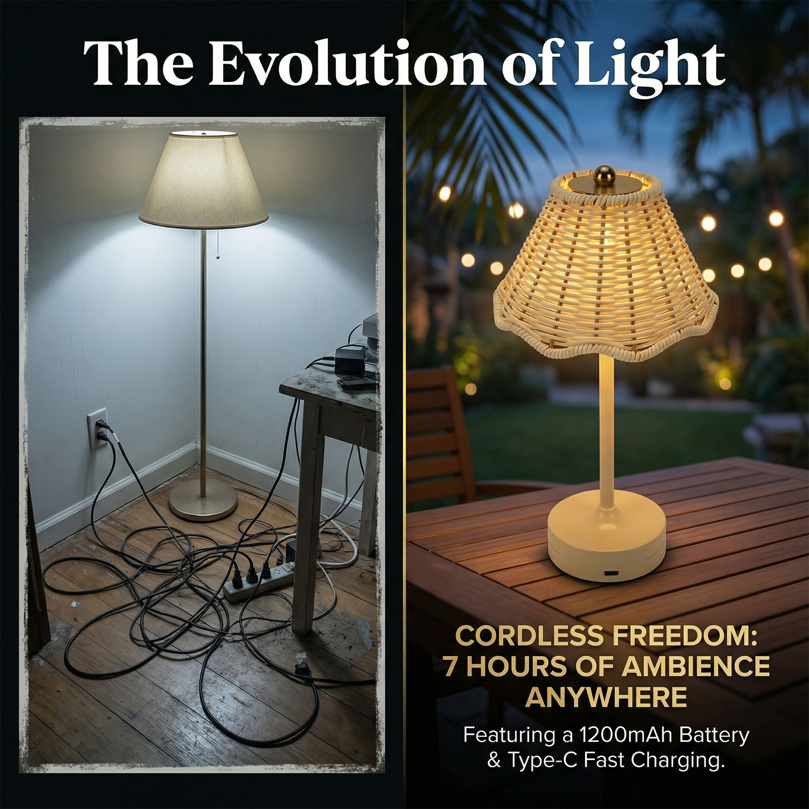 LED Vintage Rattan Table Lamp  - Outdoor Furniture Sale 리뷰 및 가격