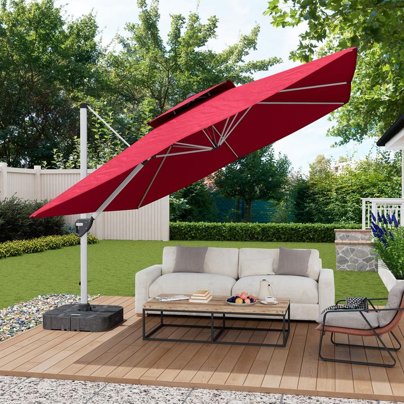 11FT Outdoor Square Double Top - Outdoor Furniture With Umbrella 리뷰 및 가격