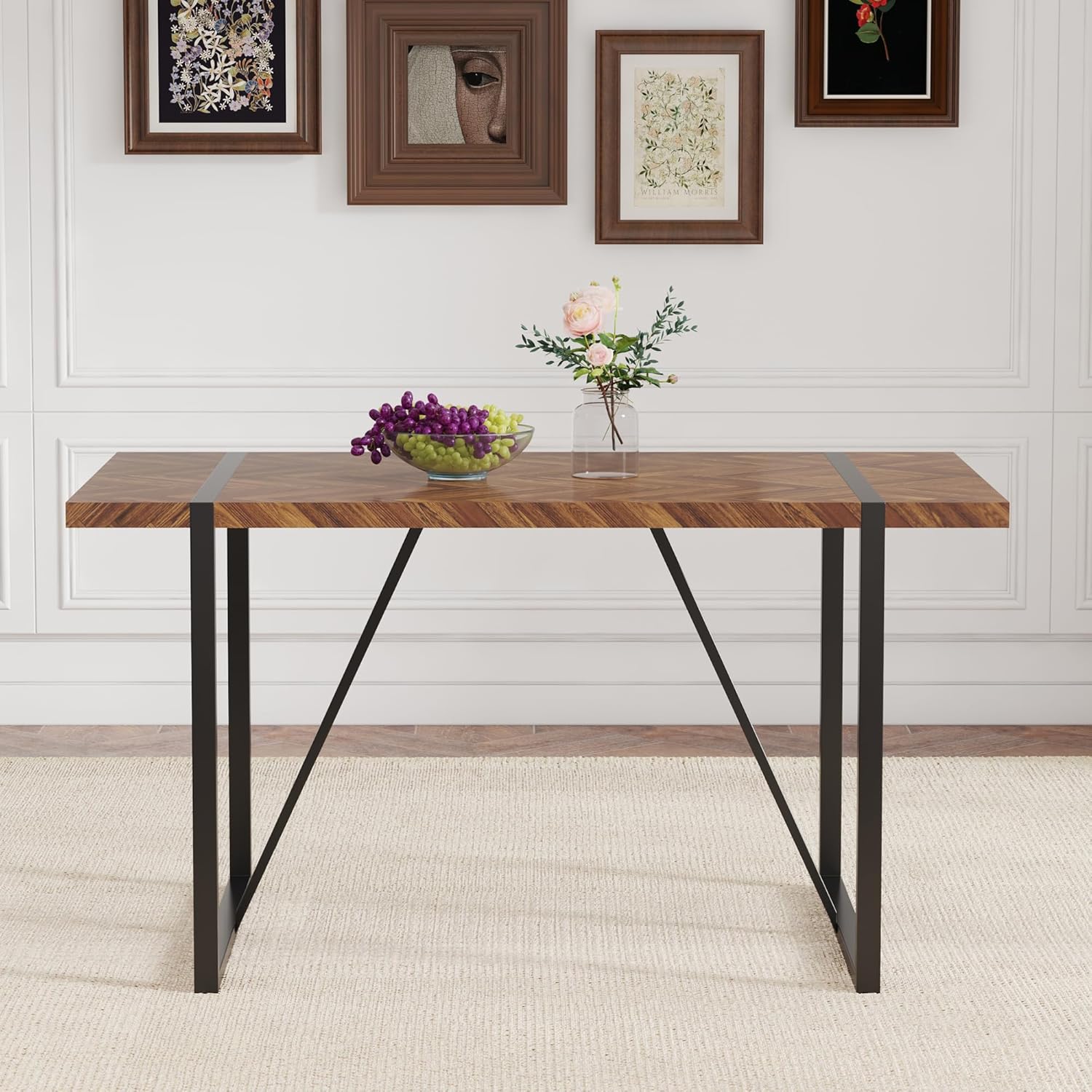 Retro Dining Table Dark Wood T - Outdoor Furniture Legs 리뷰 및 가격