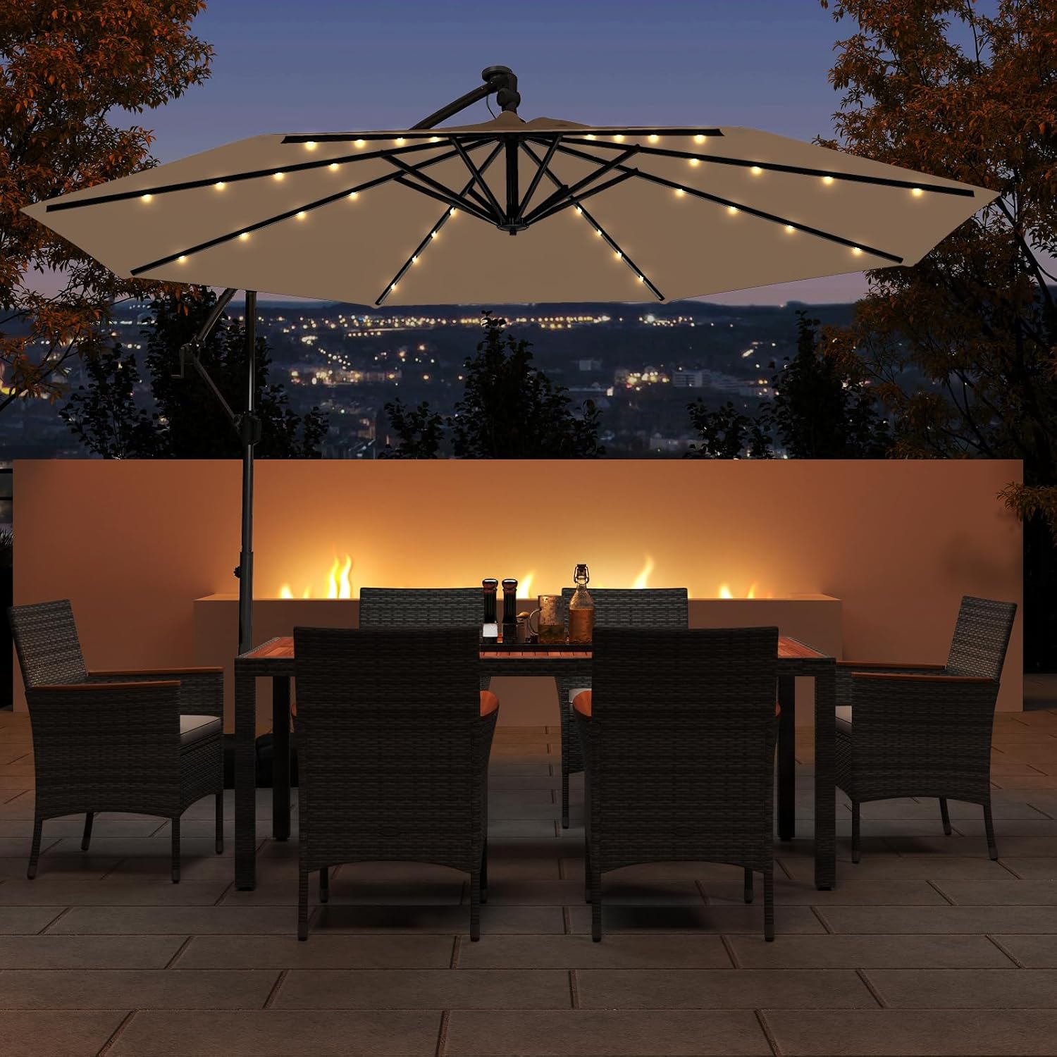 10ft Solar LED Patio Umbrella  - Outdoor Furniture With Umbrella 리뷰 및 가격