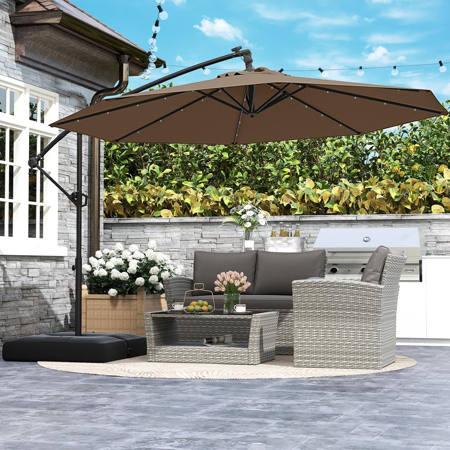 10ft Solar LED Patio Umbrella  - Outdoor Furniture With Umbrella 리뷰 및 가격