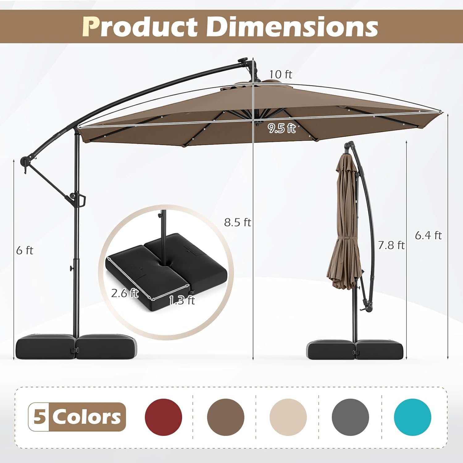 10ft Solar LED Patio Umbrella  - Outdoor Furniture With Umbrella 리뷰 및 가격